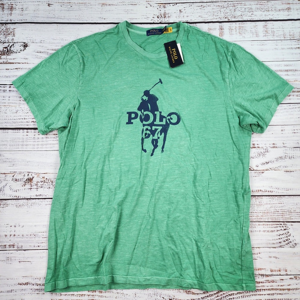 Polo Ralph Lauren Polo 67 Graphic Tee Shirt Mens Big 1XB Green Big Pony NWT